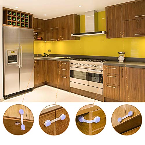 Baby Safety Locks Kit(21 Pieces),12 Outlet Covers, 4 Clear Corner Protectors, 2 Child Safety Cabinet Locks,2 Baby Door Locks,6.56ft Edge & Corner Guards Bumper,No Drill Required Full Baby Proof Set