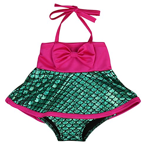 Baby Kid Girls Mermaid Bow Halter Bikini Set One Piece Swimwear Swimsuit Bathing Suit