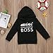 Urkutoba 0-5T Baby Boy Girl Mini Boss Hoodie Tops Toddler Hooded Sweater Casual Hoodies with Pocket Outdoor Outfit (2-3 Years, Black)
