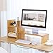 SONGMICS Bamboo Monitor Stand Computer Riser with 2-Tier Desktop Storage Desk Organizer for Home Office Natural ULLD206