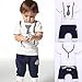 Itaar Cute Kids Boy Cotton Tie Belt Print Top T Shirt + Pants Baby Suit Outfits