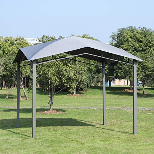 FDInspiration Grey 9.8 x 9.8 FT Steel Outdoor Gazebo Canopy Fabric Soft Top Backyard Awning Tent Patio Gazebo Shelter Sun Shade w/ 8 Ground Stake with Ebook - Thumbnail 2