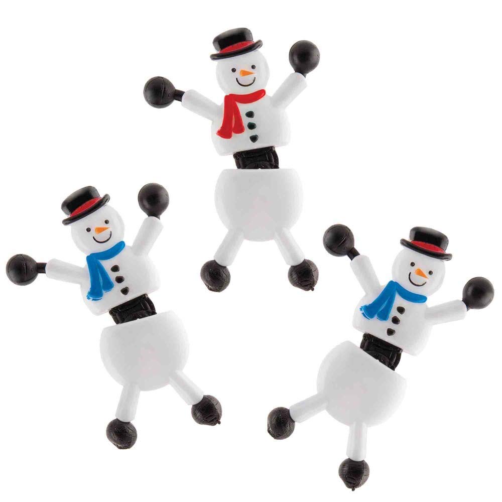 Baker Ross AR842 Snowman Wall Crawlers with Sticky Feet for Kids' Christmas Party Favours, Loot or Prize Bag, and Stocking Fillers (Pack Of 6)