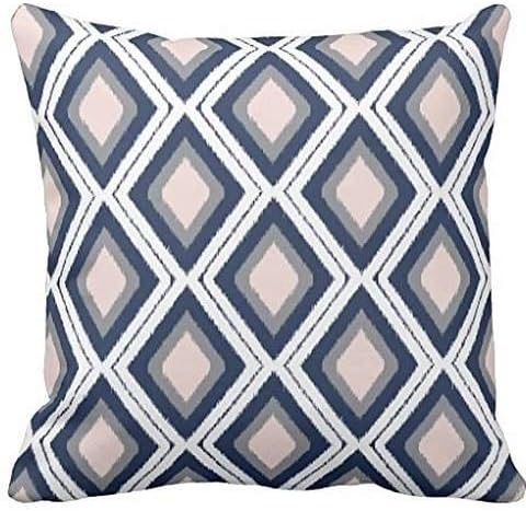 Blush and Navy Diamond Ikat Pattern Throw 18*18 pillow case cover