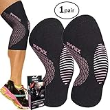PHYSIX GEAR SPORT Knee Support Brace - Premium Recovery & Compression Sleeve For Meniscus Tear, ACL, Running & Arthritis - Best Neoprene Wrap for Crossfit, Squats & Heavy Duty Workouts (1 PAIR Pink L)