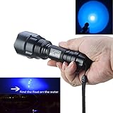 WAYLLSHINE C8 One Mode 300 Lumen Blue Light 18650 Battery Waterproof 150 Yard Long Range Red Light Flashlight Red Hunting Light Tactical Flashlight Green Light Torch For Fishing Hunting & Detector