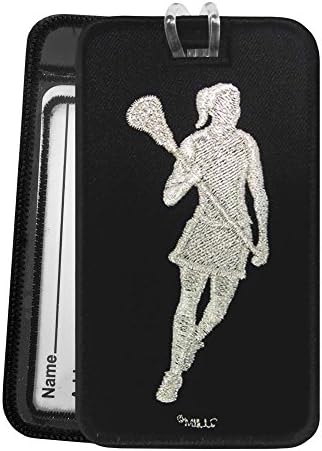 Lacrosse Female Luggage Tag - Embroidered Set of 2 Black