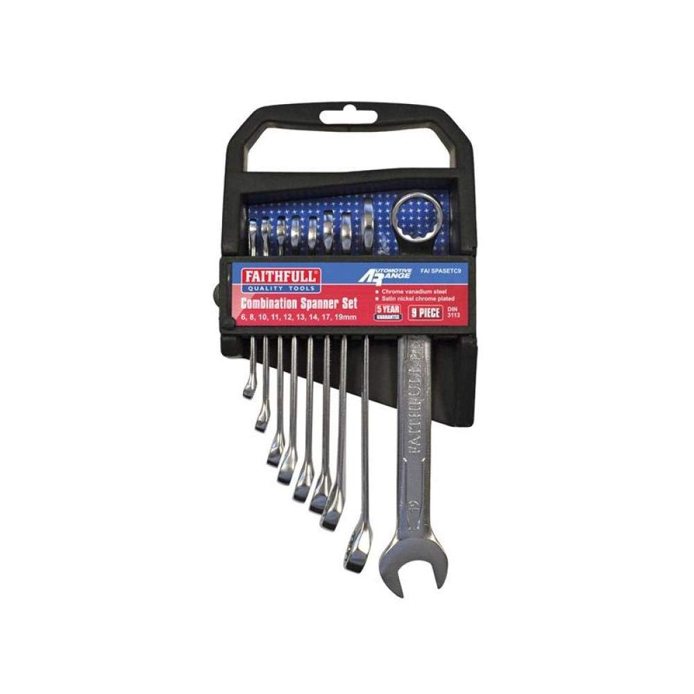Faithfull SPASETC9 Combination Spanner CV Set 6-19mm (8 Pieces)