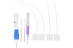 Punch Needle Kit, Punch Needle Tool Embroidery Needles, TPR Handle DIY Sewing Threading Device with Transparent Storage Box