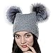 URSFUR Unisex Autumn Knit Wool Beanie Hat Women Winter Hat with Ball Pom Pom