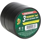 Duck Brand Professional Electrical Tape, 0.75 in x 50 Ft, Black, 3-Pack | 7 mil Electrical and Vinyl Tape, Ideal for Most Con