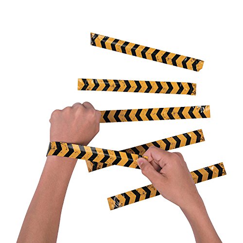 Fun Express - Construction Slap Bracelet for Birthday - Jewelry - Bracelets - Slap Bracelets - Birthday - 12 Pieces