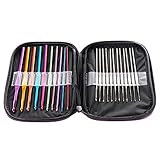 GBSTORE 22 Pcs Mixed Aluminum Handle Crochet Hooks Knitting Knit Needles Weave Yarn Set