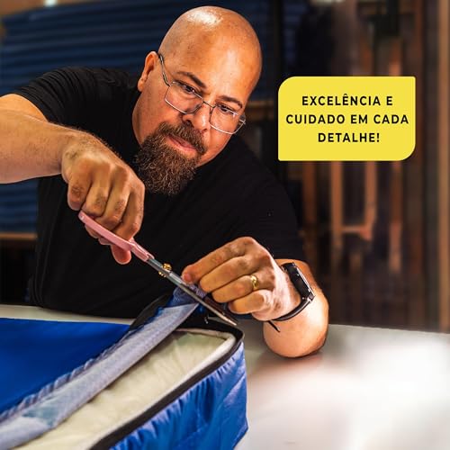 Capa Protetora de Colchão de Casal com Zíper, Impermeável, Azul, Material PVC Hospitalar, Hipoalergênica, Antiácaro, Fácil Limpeza, Protetor Anti Urina Xixi (138x188x30)