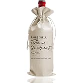 DOI-LANEE Second Baby Announcement Wine Bag Becoming Great Grandparents Again, Pregnancy and Baby Announcement Reveal Wine Bag, Gifts for Grandparents, Pregnant Again