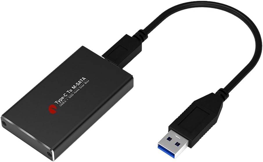 USB3.1 USB-C Type C to MSATA to USB 3.0 SSD Enclosure Hard Disk Box External Mobile Case Cable Aluminum Alloy