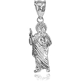 .925 Sterling Silver 1" Christian Saint Jude Thaddeus Patron Saint of Lost Causes Pendant Necklace - Choose Necklace Chain Length