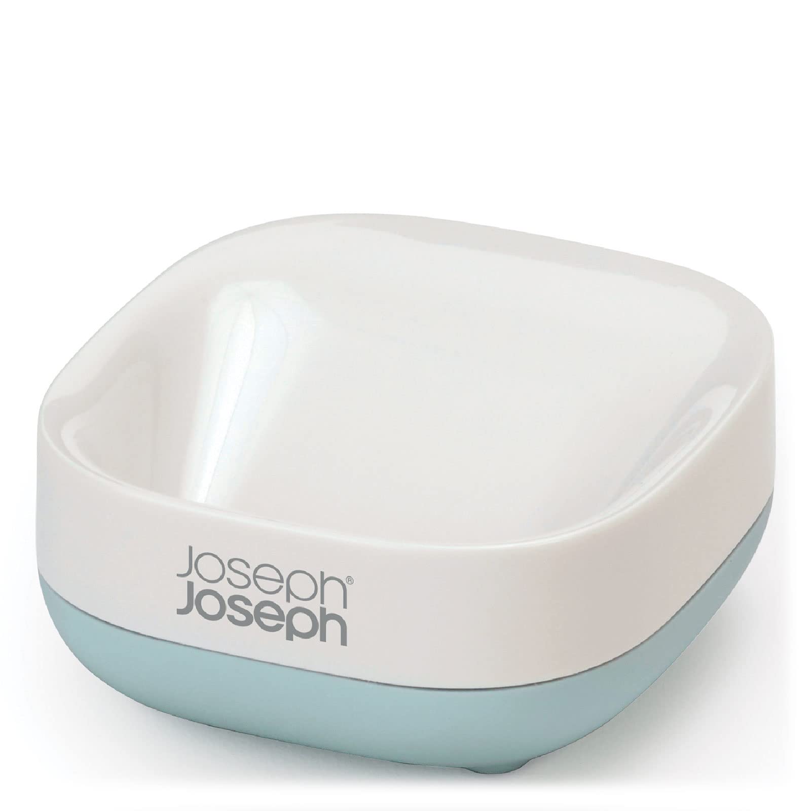 Joseph Joseph 70502 Slim Compact Soap Dish, White/Blue, 7.1 x 3.6 x 8.4 cm