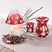 Pavilion - Snowflake Patterned Ombre Red Crackled Glass Jar Candle Shade