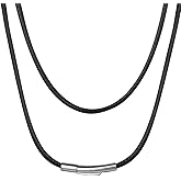 ChainsHouse Waterproof Braided Black Leather Necklace Cord with Clasp, Men Women DIY Rope Chain for Pendant, Customize Available, 1.5/2/3mm Width, 16/18/20/22/24/26/28/30" Length (with Gift Box)