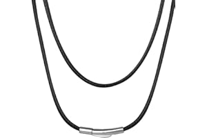 ChainsHouse Waterproof Braided Black Leather Necklace Cord with Clasp, Men Women DIY Rope Chain for Pendant, Customize Available, 1.5/2/3mm Width, 16/18/20/22/24/26/28/30" Length (with Gift Box)