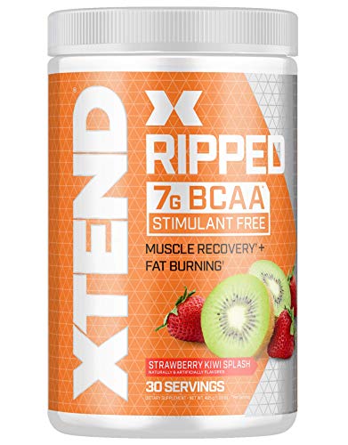 XTEND Ripped BCAA Powder Strawberry Kiwi | Cutting Formula + Sugar Free Post Workout Muscle Recovery Drink with Amino Acids | 7g BCAAs for Men & Women | 30 Servings