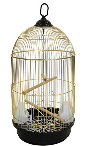 YML A1594 Bar Spacing Round Bird Cage, Brass, Large