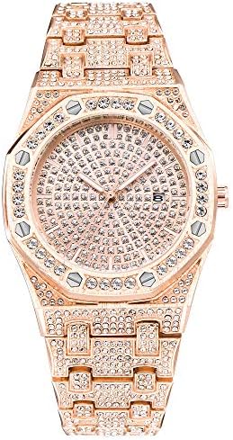 Fully Rhinestone Watches,Minshao® Luxury Bling Quartz Iced Out Diamond Wristwatch Gold Silver