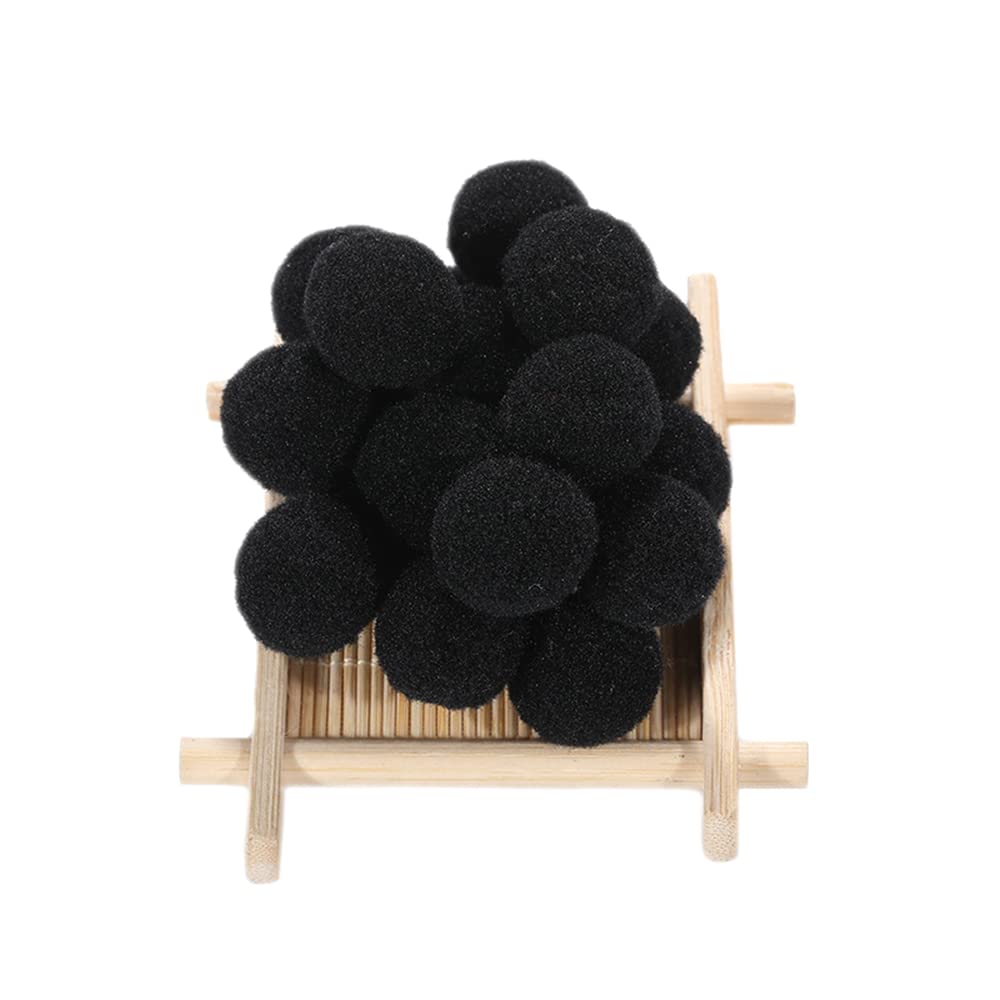 Pack of 500 Mini Pompoms for Crafts, 8 mm Pompoms Balls, Small Pompoms Balls, Fluffy Colourful Pom Pom Decorative Pompom Plush Balls Craft Accessories for Decorating Sewing DIY Crafts, Black