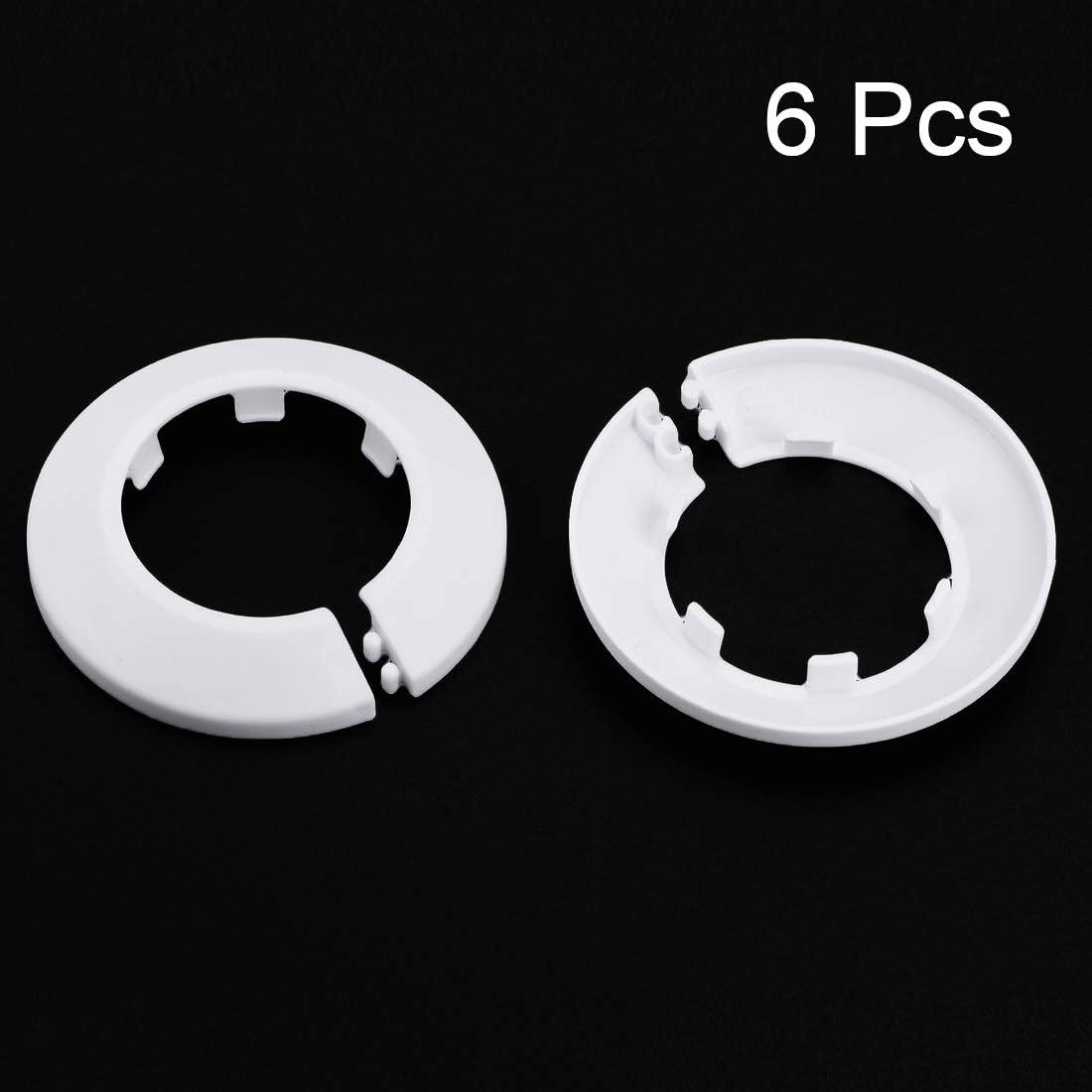 sourcing map 43-44mm Pipe Cover Decoration PP Plastic Water Pipe Escutcheon White 6pcs, 44 mm - Image 3