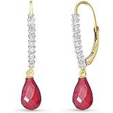 Galaxy Gold GG 14k Solid Gold Leverback Earrings Diamonds Rubies