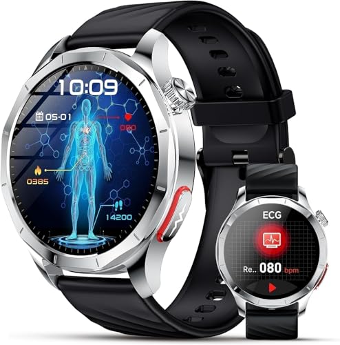 Lgnitek 2026 New ECG Smart Watch Man with HRV/BMI/Blood Pressure, 1.43" AMOLED Smartwatch with 24H Heart Rate Monitor SpO2 Body Temperature Sleep Monitor, Activity Bracelet for Android iOS