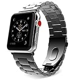 MoKo Band for Apple Watch Series 1 Series 2, Stainless Steel Metal Replacement Smart Watch Band Bracelet with Double Button Folding Clasp for 42mm iWatch All Models - Space GRAY (Not Fit iWatch 38mm)