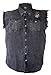Leather Supreme Men's POW-MIA Patriotic Denim Sleeveless Cutoff Biker Shirt-Charcoal-Large