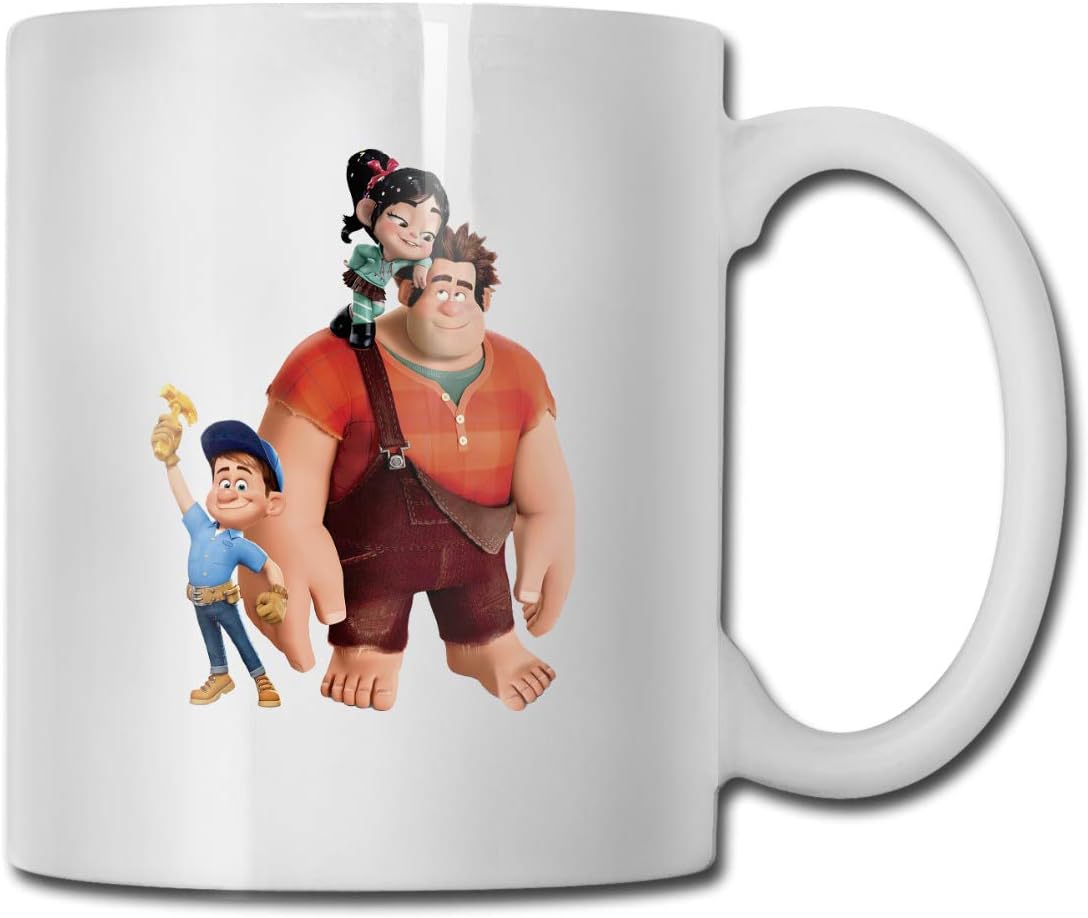 Ralph, Felix, Vanellope 11 Oz Customized Coffee Mug,Handmade Ceramic Tea Cup With Large C-Handle