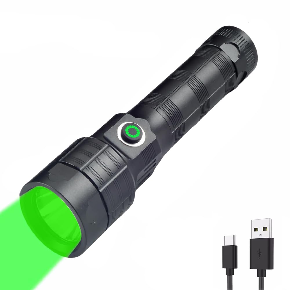 LUXJUMPER Green Light Torch, 520nm 5 Modes Green Light for Hunting, Light Cup Focus Hog Coyote Varmint Light Predator Light Green Light Torch for Fifle Fishing Hunting Observation