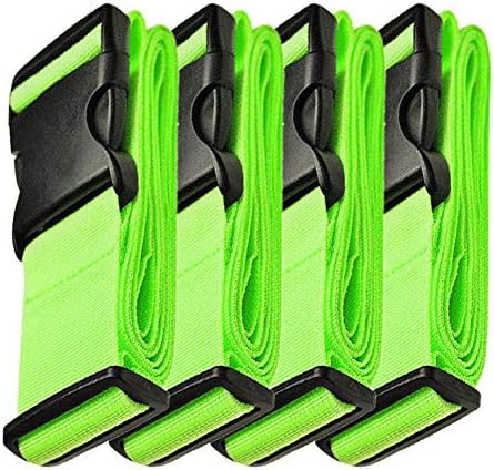Adjustable Luggage Strap Suitcase Belt Bag Straps Travel Accessories, Green, 4 Piece