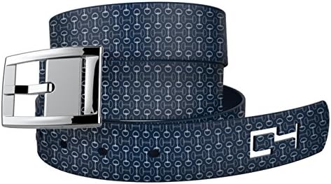 Navy Golf Bits Belts with Silver Buckle - Adjustable for waist size up to 44 inch, hypoallergenic - by C4 Belts