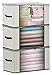 Clothes Blankets Storage Bag for Comforter, Breathable Home Organizers Bins Boxes Tidy Up Your Closets,Shelves, 240gsm Thicker Fabric with Clear Window, 2 Leather Handles,Set of 3 Beige