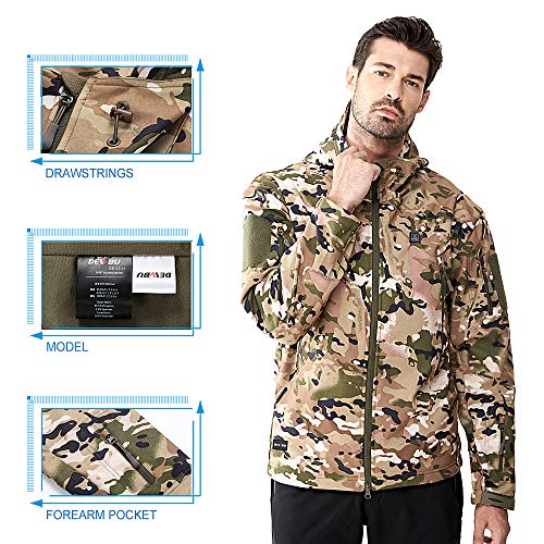 DEWBU Heated Jacket Outdoor Soft Shell Heating Clothing with 7.4V Battery Pack