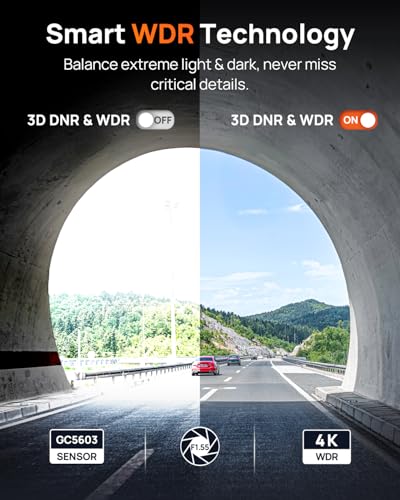 70mai 4K Front Dash Cam Built in WiFi, Smart Dash Camera for Cars, WDR, Night Vision, iOS/Android Mobile App, WDR, Night Vision, Loop Recording, Parking Monitor, Time-Lapse (M310 Plus 4K) (2160P)