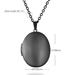 PHOCKSIN Glossy Black Lockets Personalized Oval