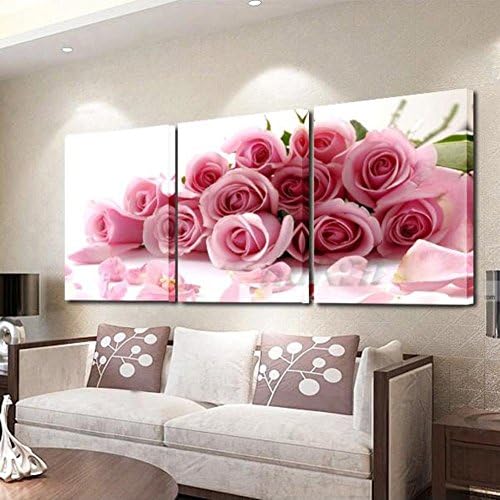 decorative painting/ modern minimalist living room picture/ frescos/ picture frame/[Triptych]/Bedroom bedside dining room flowers pink roses-A 50x70cm(20x28inch)