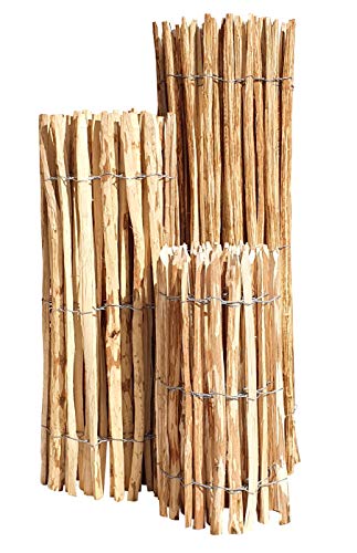 Staketenzaun Haselnuss - 60 x 500 cm (Lattenabstand 7-9 cm) - Roll-Zaun mit gut gespaltenen Staketen - Natur Haselnusszaun als Gartenzaun oder Teichumrandung – Bild 3
