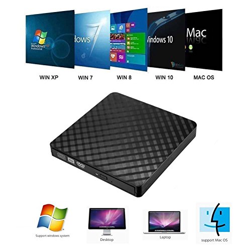 External DVD Drive for Laptop, Sibaok USB 3.0 Disc Drive, Slim Portable DVD-RW Writer Player CD Burner for PC Desktop Notebook Computer Windows XP/7/8/10 Linux Mac, Black