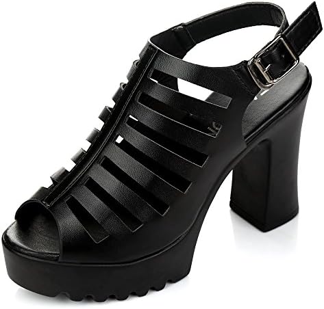 Robasiom High Heel, Open Toe Sandal Pump High for Women,Black