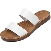 AOAOA Women Casual Open Toe Two Bands with Elastic Fashion Slide Flat Sandal
