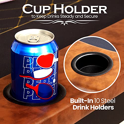 SereneLife-Foldable-and-Portable-PokerCasino-Table-Game-Table-for-10-Players-Casino-Grade-Cloth-with-Stylish-and-Water-Resistant-Cushioned-Rail-with-Ten-Drink-Holders-SLPT720