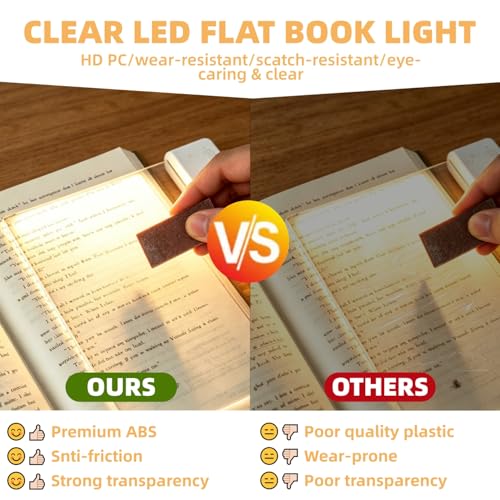 TDTOD Flat Book Lamp, Smart LED Book Light, Portable Reading Lamp with Timer and 3 Colour Lights, Rechargeable Panel Reading Lamp for Night Reading (Noir)