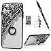 iPhone 6S Plus Case, iPhone 6 Plus Case Cover with Screen Protector 360 Degree Rotating Ring Stander Kickstand Shockproof TPU Frame PC Back Bumper Shell Floral Slim-Fit Protective Skin by Badalink